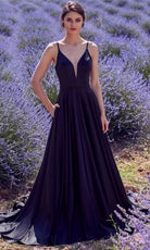 Alyce Paris 7024 - Plunging A-line Dress with Button Back
