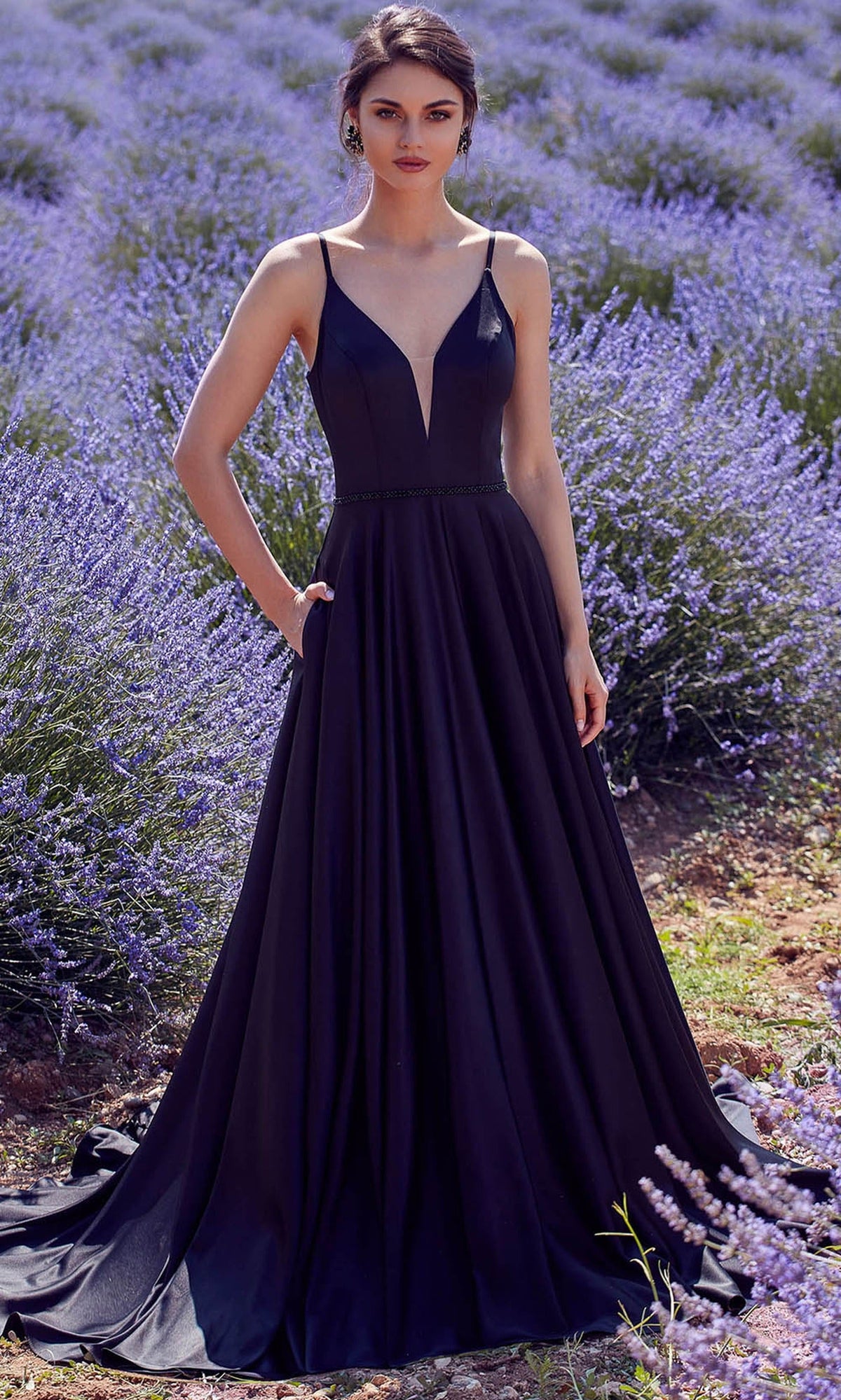 Alyce Paris 7024 - Plunging A-line Dress with Button Back