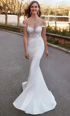 Alyce Paris 7026 - Off Shoulder Sheath Gown with Floral Lace