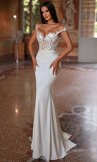 Alyce Paris 7026 - Off Shoulder Sheath Gown with Floral Lace