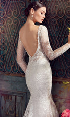 Alyce Paris 7030 - Long Sleeve Embroidered Tulle Dress