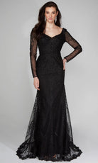 Alyce Paris 7030 - Long Sleeve Embroidered Tulle Dress