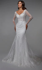 Alyce Paris 7030 - Long Sleeve Embroidered Tulle Dress