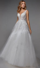 Alyce Paris 7039 - Lace Corset Bodice Plunging Ballgown