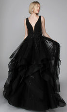 Alyce Paris 7040 - Lace Appliqued Ruffle Tulle Ballgown