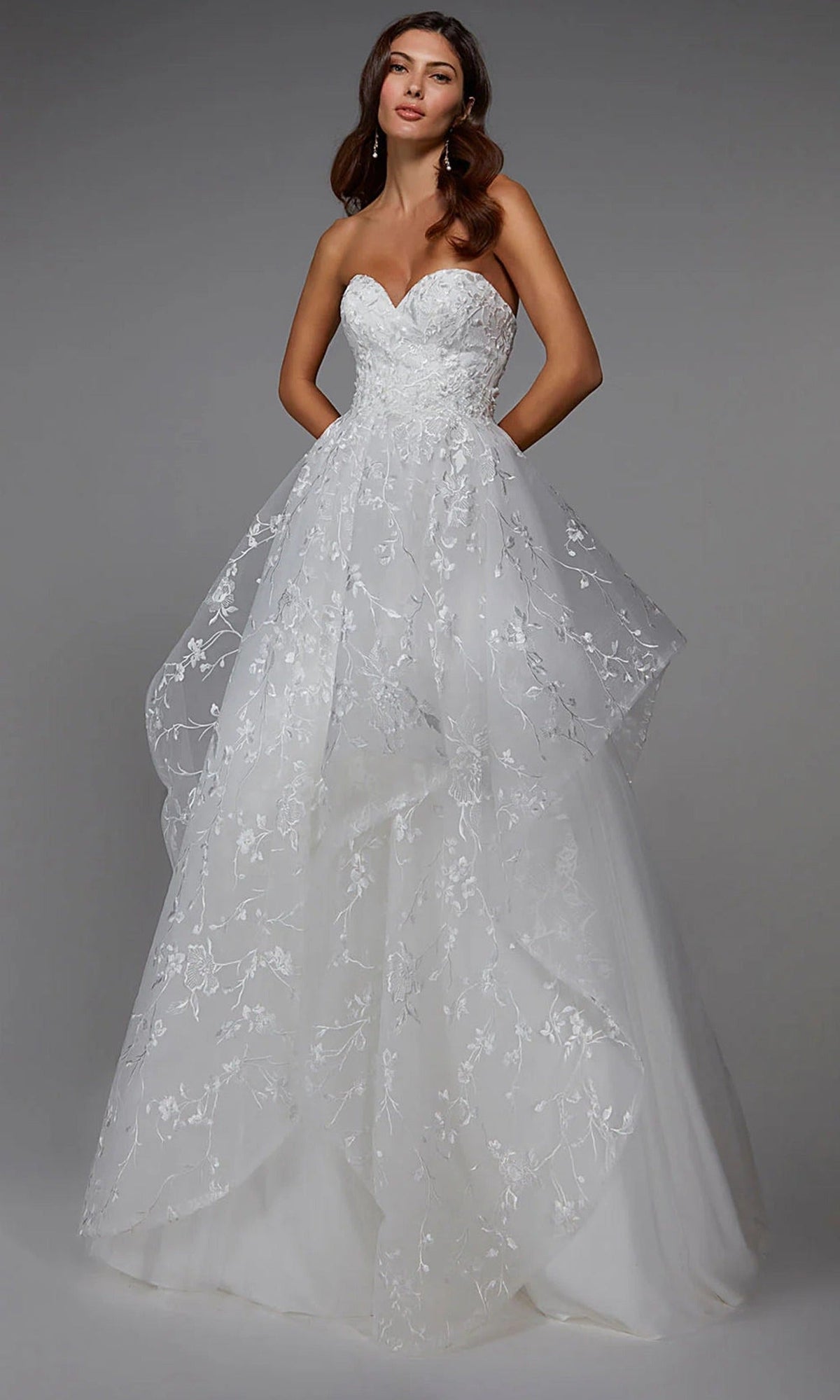 Alyce Paris 7041 - Strapless Lace-Up Back Tulle Ballgown