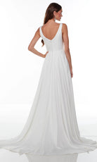Alyce Paris 7053 - Bateau Neck Satin A-Line Bridal Gown