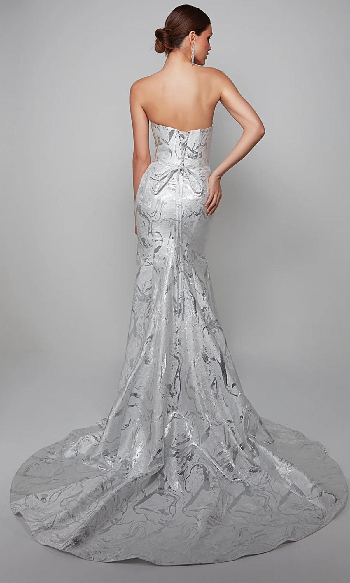 Alyce Paris 7055 - Jacquard Strapless Trumpet Gown