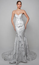 Alyce Paris 7055 - Jacquard Strapless Trumpet Gown