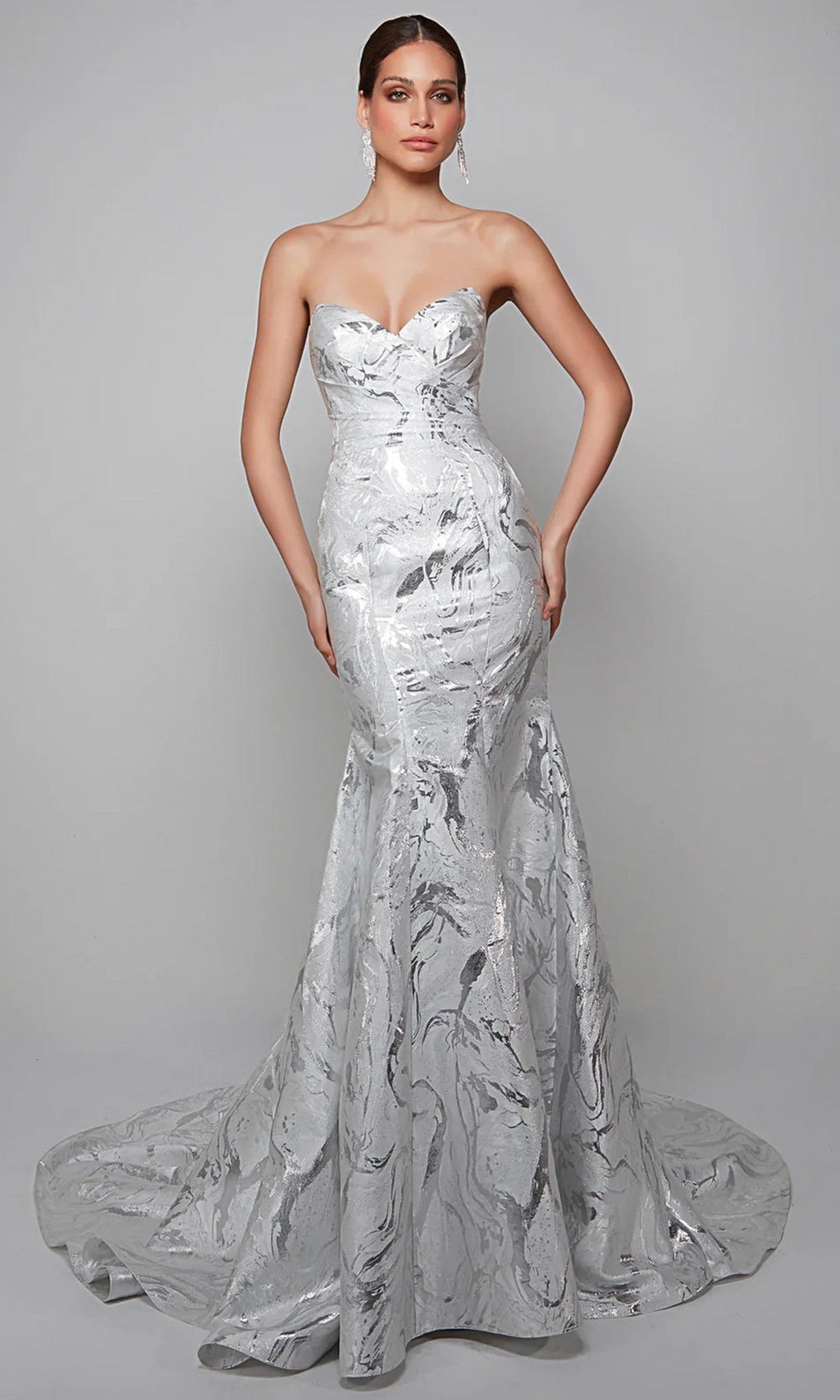 Alyce Paris 7055 - Jacquard Strapless Trumpet Gown