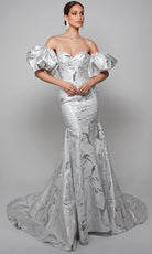 Alyce Paris 7055 - Jacquard Strapless Trumpet Gown