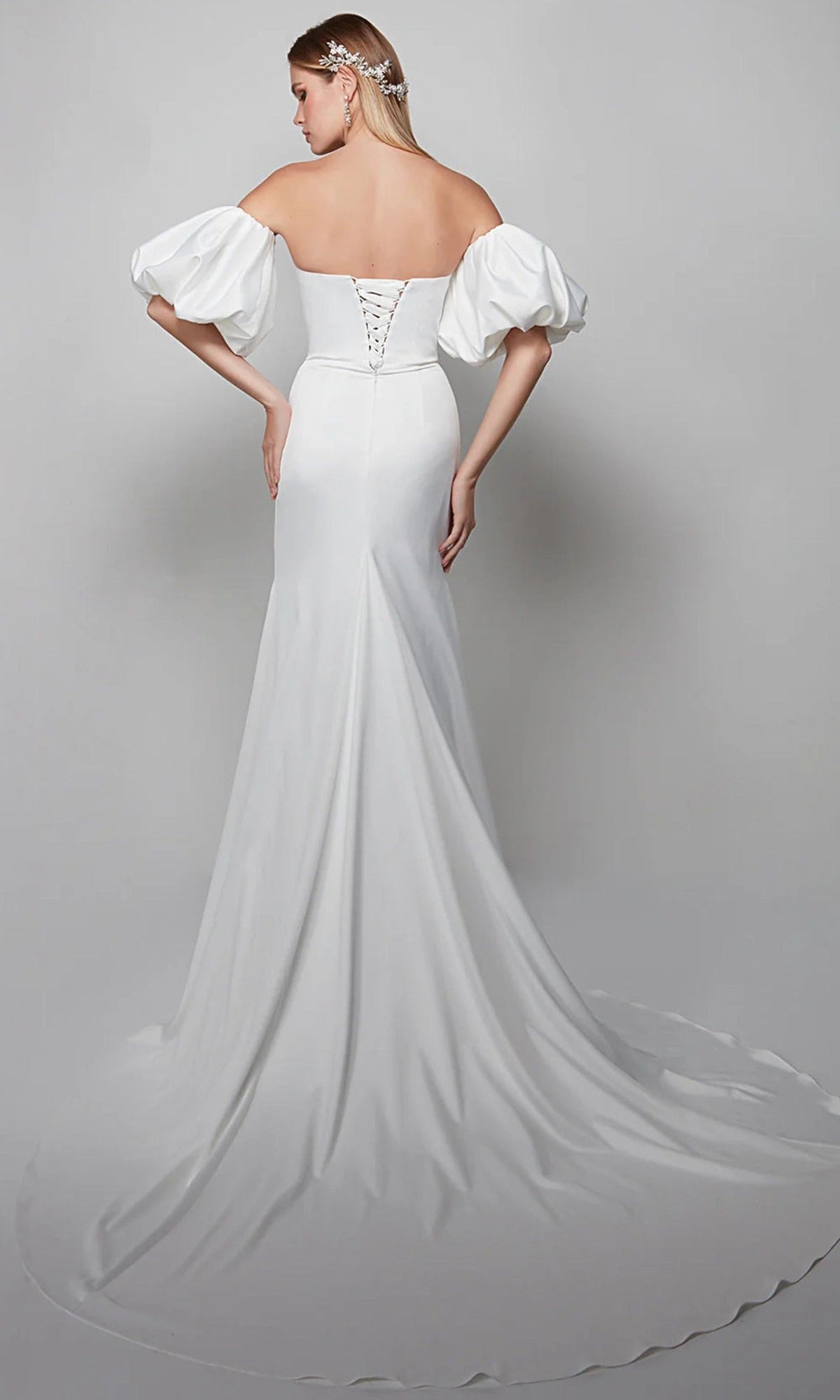 Alyce Paris 7056 - Sweetheart Sheath Dress with Puff Sleeves