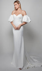 Alyce Paris 7056 - Sweetheart Sheath Dress with Puff Sleeves