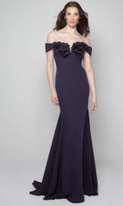 Alyce Paris 7062 - Off Shoulder Floral Appliqued Gown