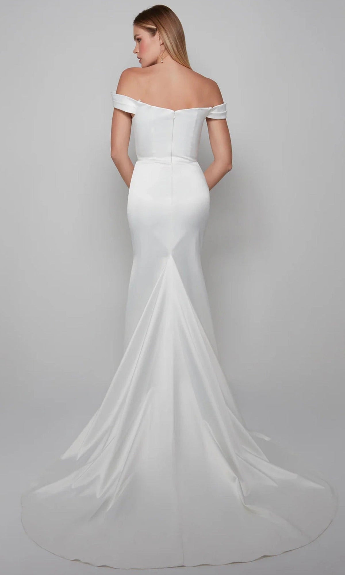 Alyce Paris 7064 - Ruched Ornate Off Shoulder Satin Gown