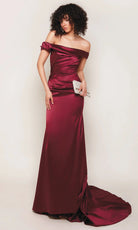 Alyce Paris 7064 - Ruched Ornate Off Shoulder Satin Gown