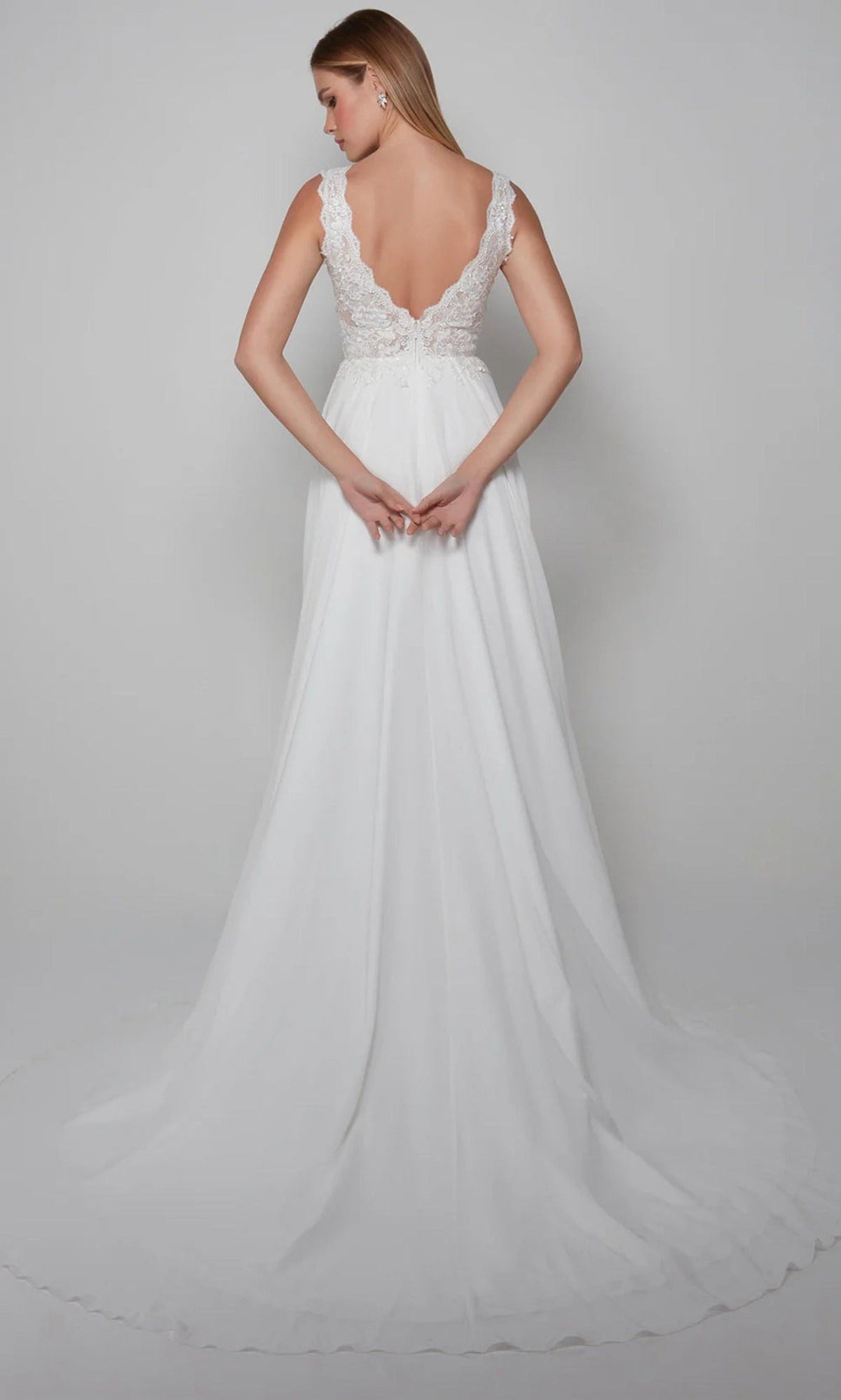 Alyce Paris 7071 - Scalloped Lace V-Neck Wedding Gown