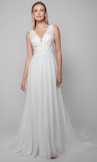 Alyce Paris 7071 - Scalloped Lace V-Neck Wedding Gown