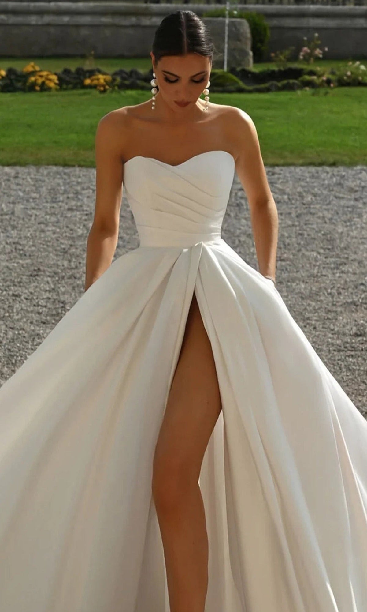 Alyce Paris 7088 - Strapless A-line Wedding Gown with Slit