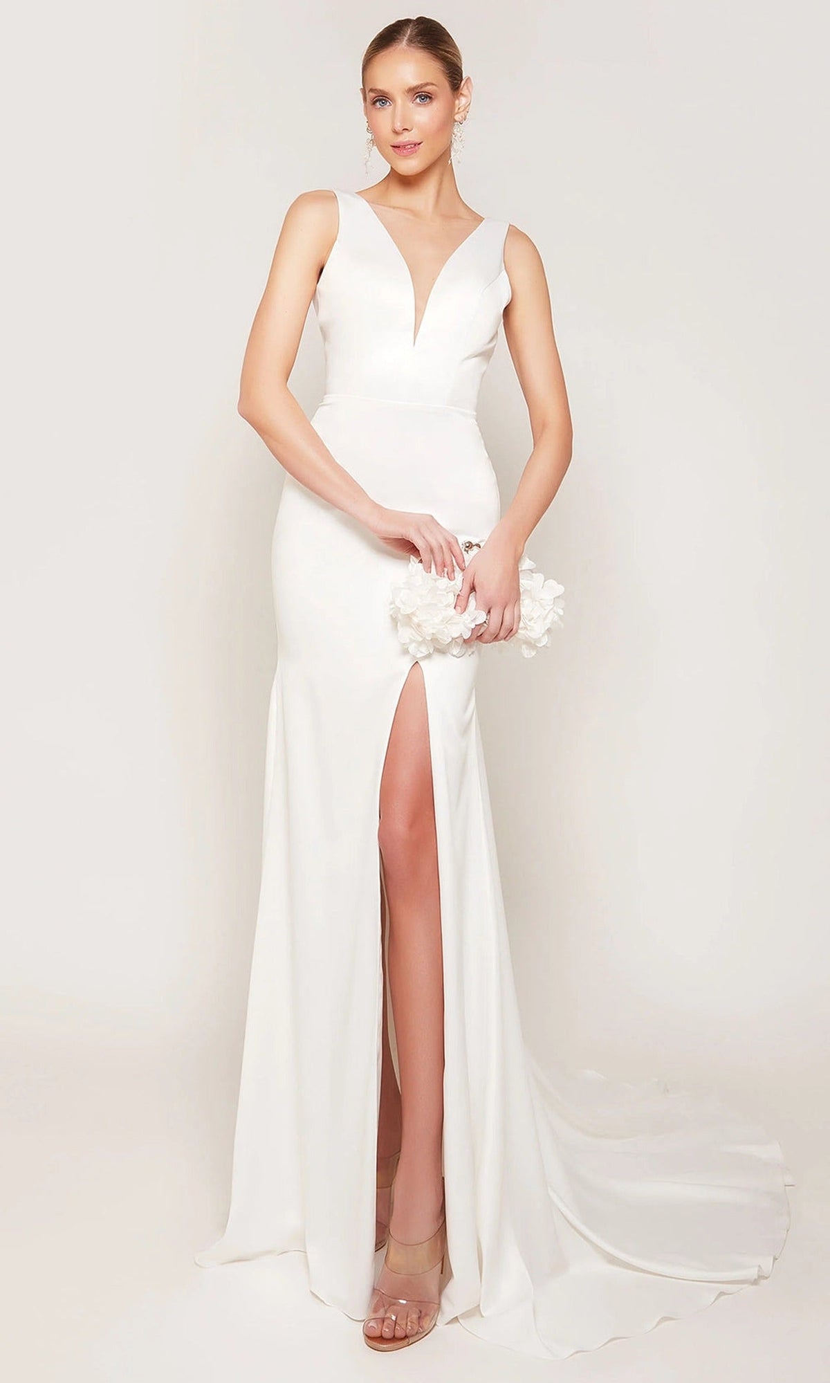 Alyce Paris 7091 - Trumpet Skirt Plunge V-Neck Bridal Gown