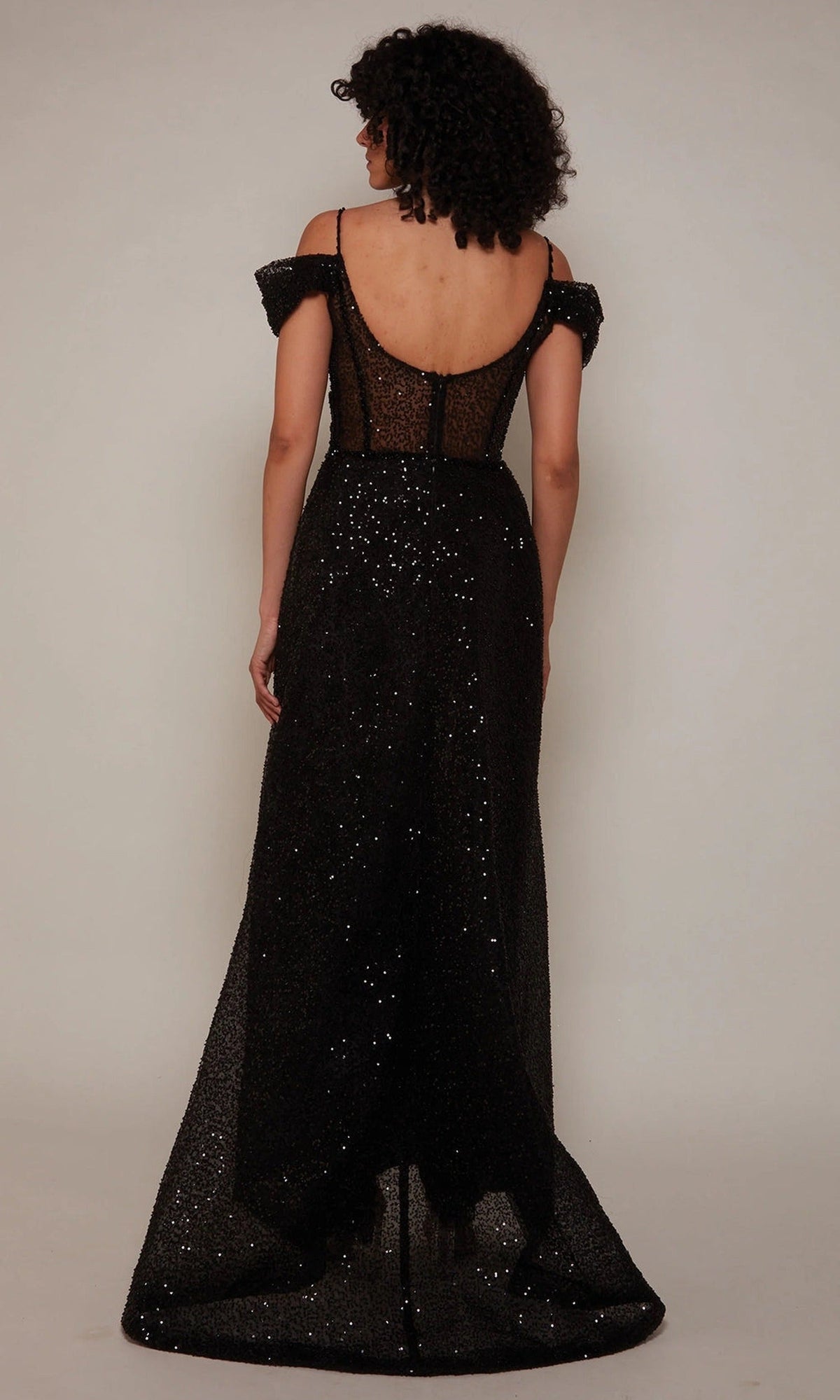 Alyce Paris 7101 - Sheer Corset Glitter Dress with Overskirt