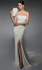 Alyce Paris 7102 - Strapless Corset Sheath Gown with Slit