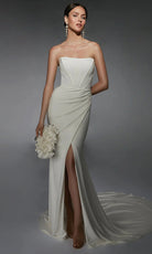 Alyce Paris 7102 - Strapless Corset Sheath Gown with Slit