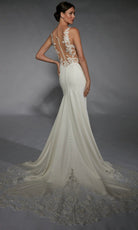 Alyce Paris 7117 - Floral Appliqued Illusion Trumpet Gown
