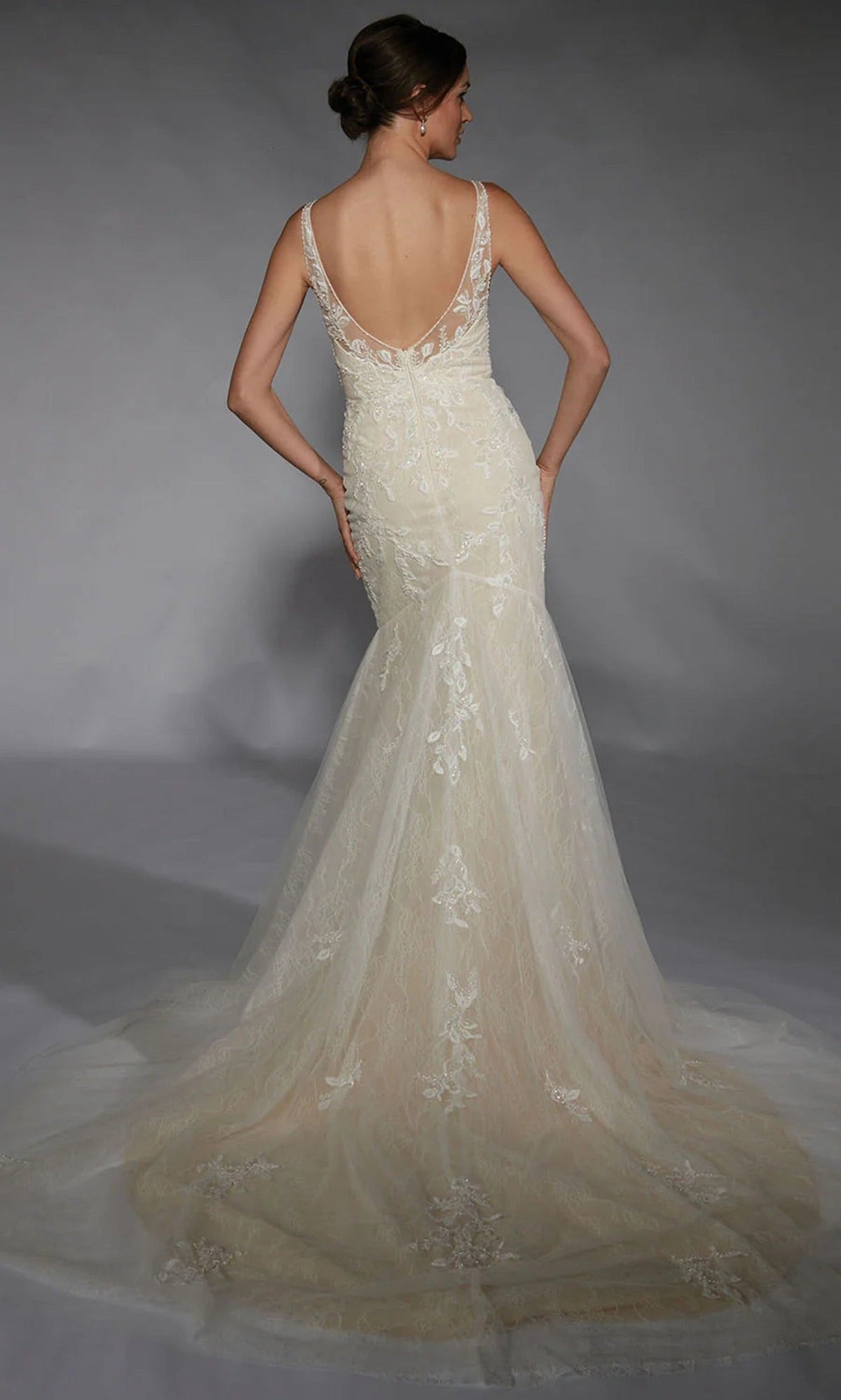 Alyce Paris 7119 - Illusion Plunge Embroidered Trumpet Dress