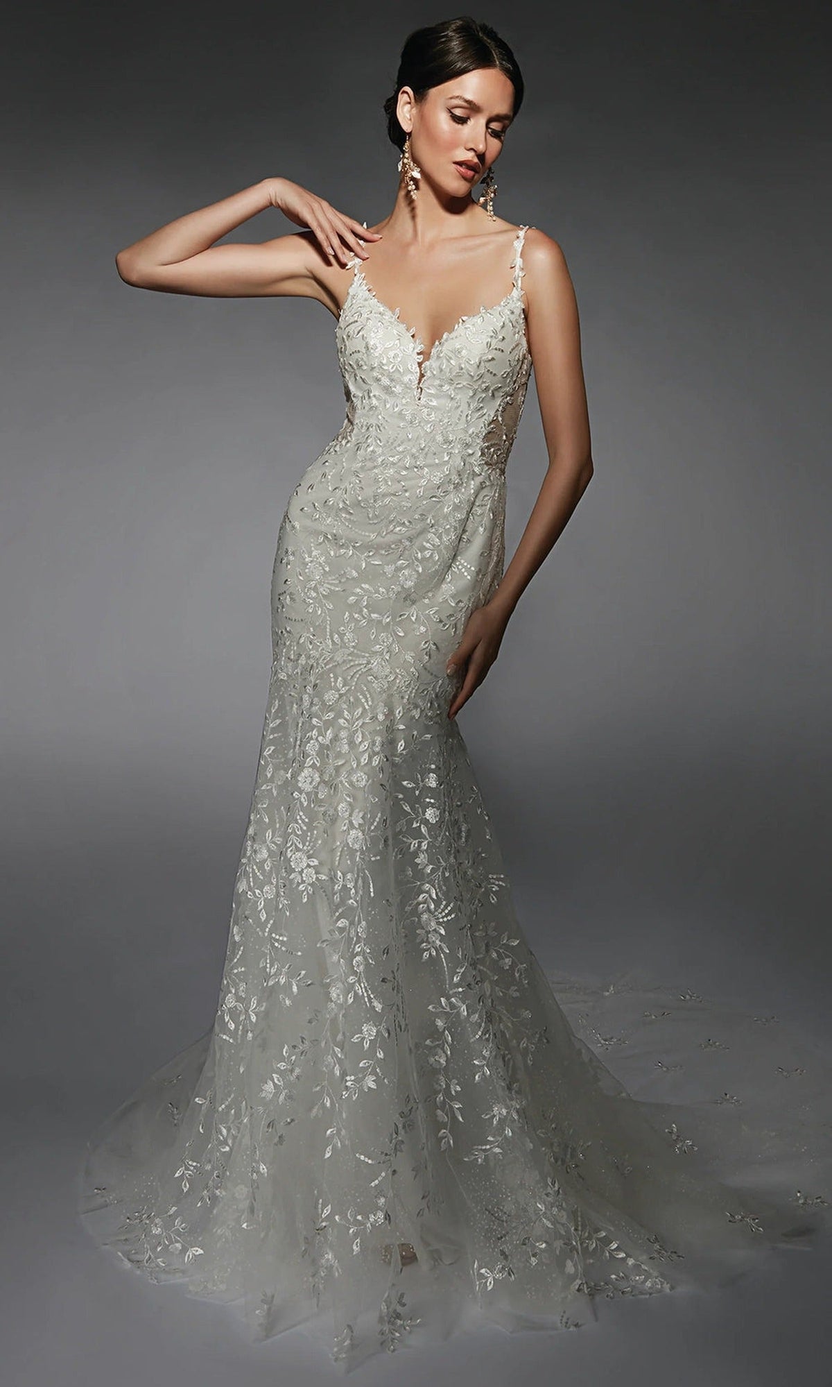 Alyce Paris 7120 - Scoop Back Floral Applique Bridal Gown