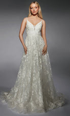 Alyce Paris 7122 - Floral Plunging V-Neck Bridal Ballgown