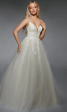 Alyce Paris 7127 - Floral Embroidered Layered Ballgown