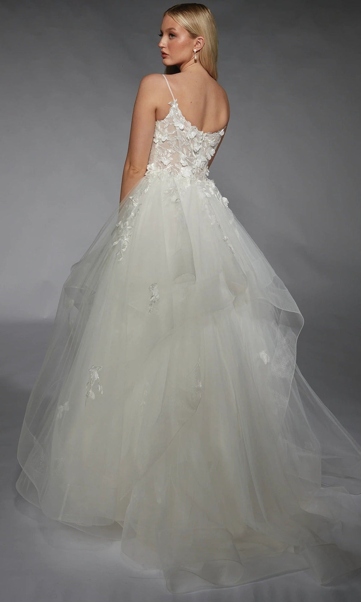 Alyce Paris 7131 - Ruffled Skirt Floral Bridal Ballgown