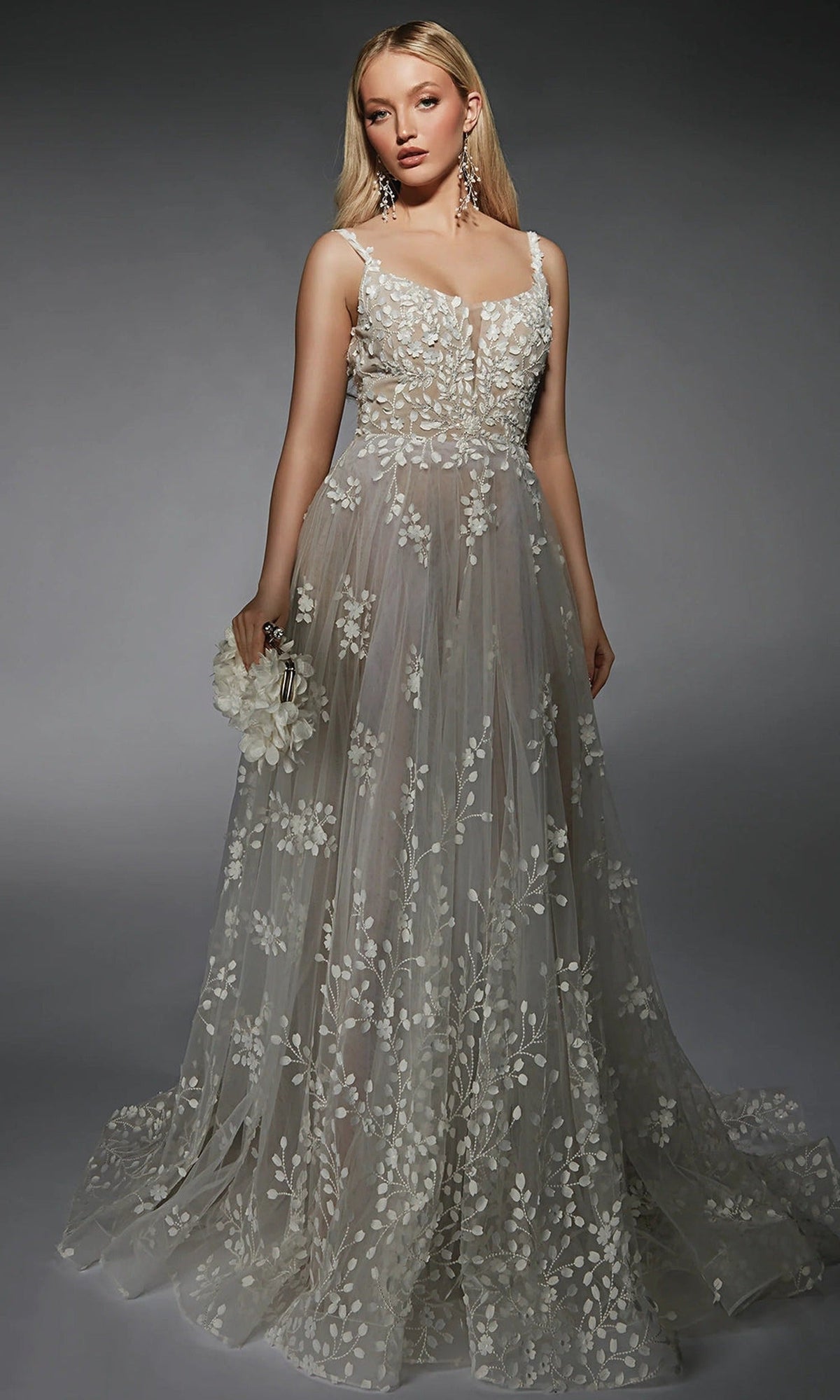 Alyce Paris 7132 - Floral Appliqued A-line Bridal Gown