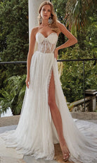 Alyce Paris 7133 - Corset Bodice Slit Tulle Gown
