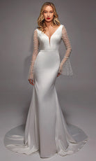 Alyce Paris 7137 - Plunging V-Neck Satin Trumpet Gown