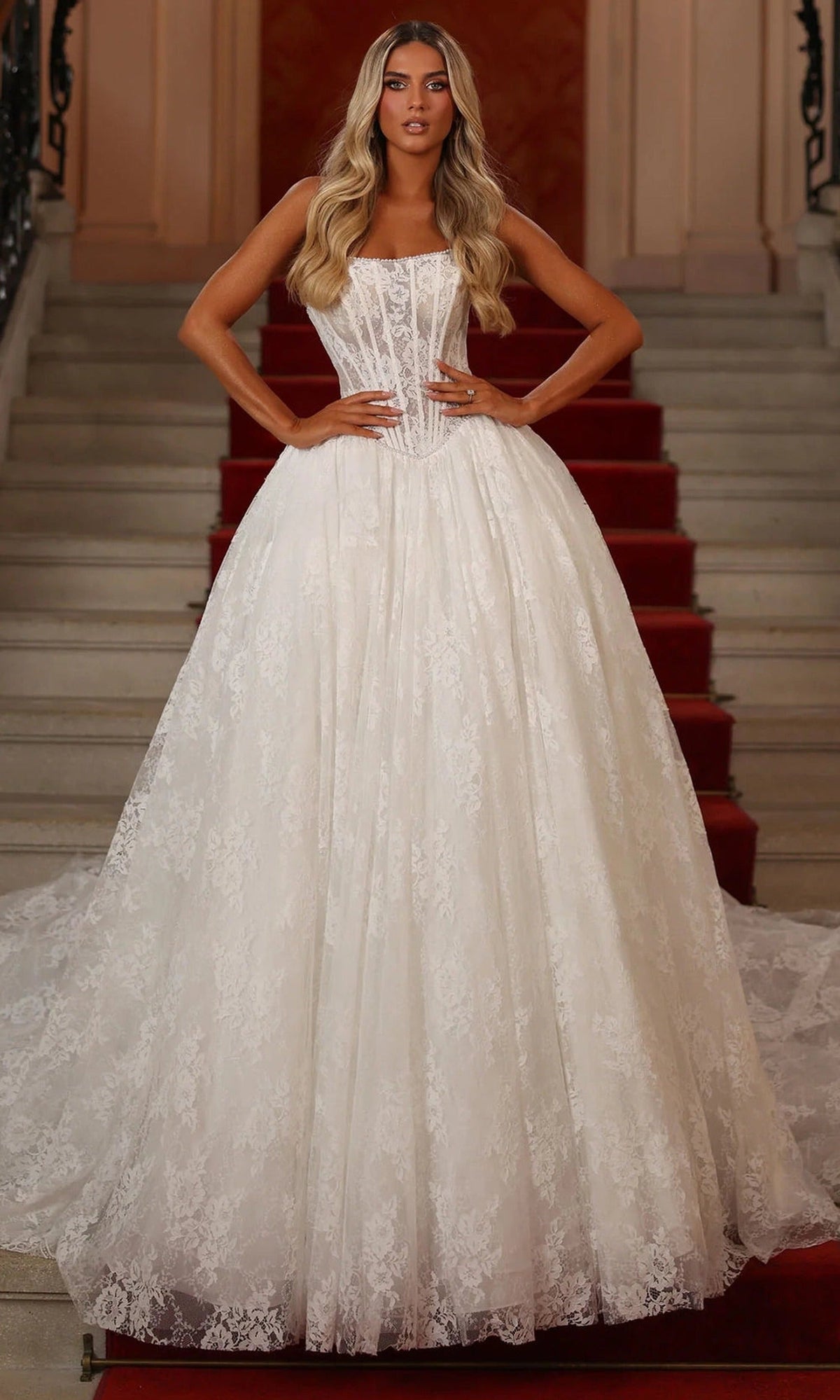 Alyce Paris 7149 - Lace Ballgown with Corset Bodice