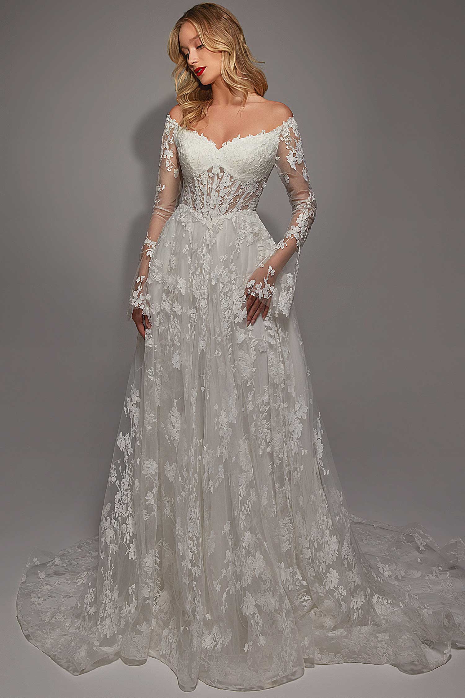 Alyce Paris 7150 - Printed Ruffle Corset Ballgown