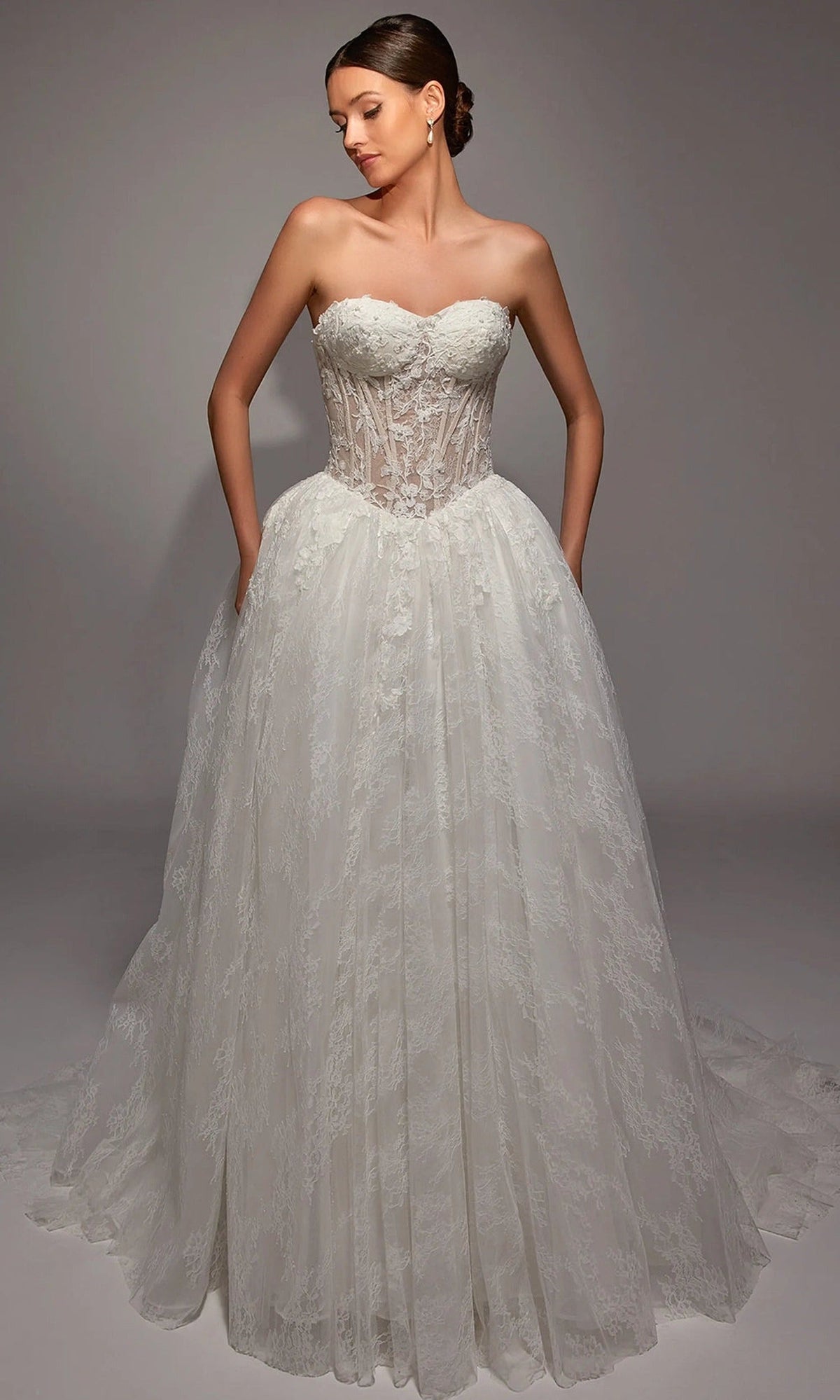 Alyce Paris 7163 - Floral Corset Lace Ball Gown