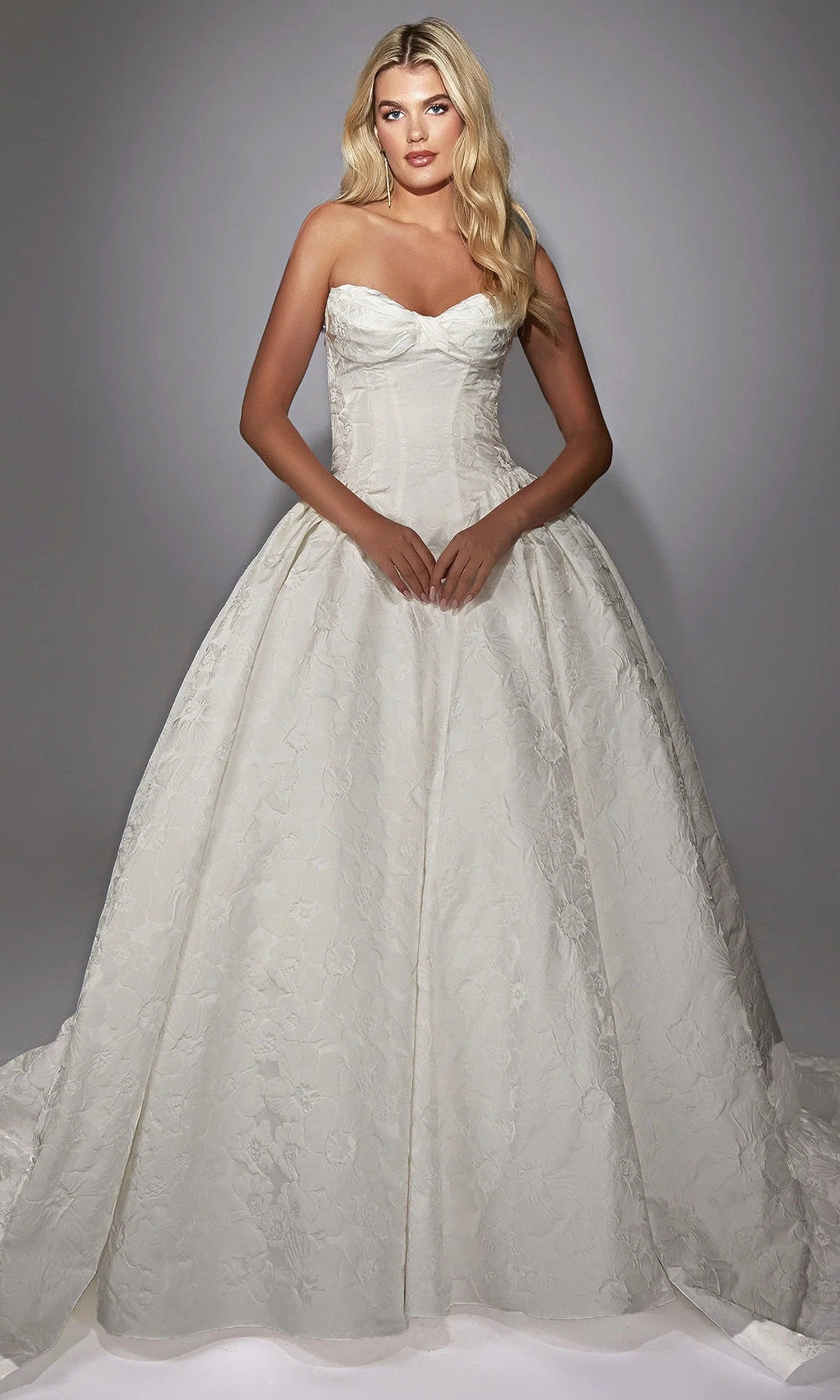 Alyce Paris 7164 - Floral Jacquard Ball Gown with Corset Bodice