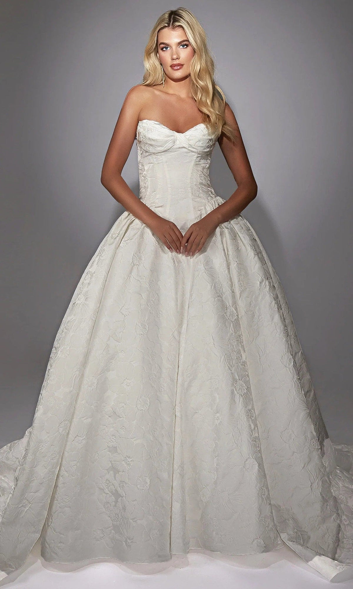 Alyce Paris 7164 - Floral Jacquard Ball Gown with Corset Bodice