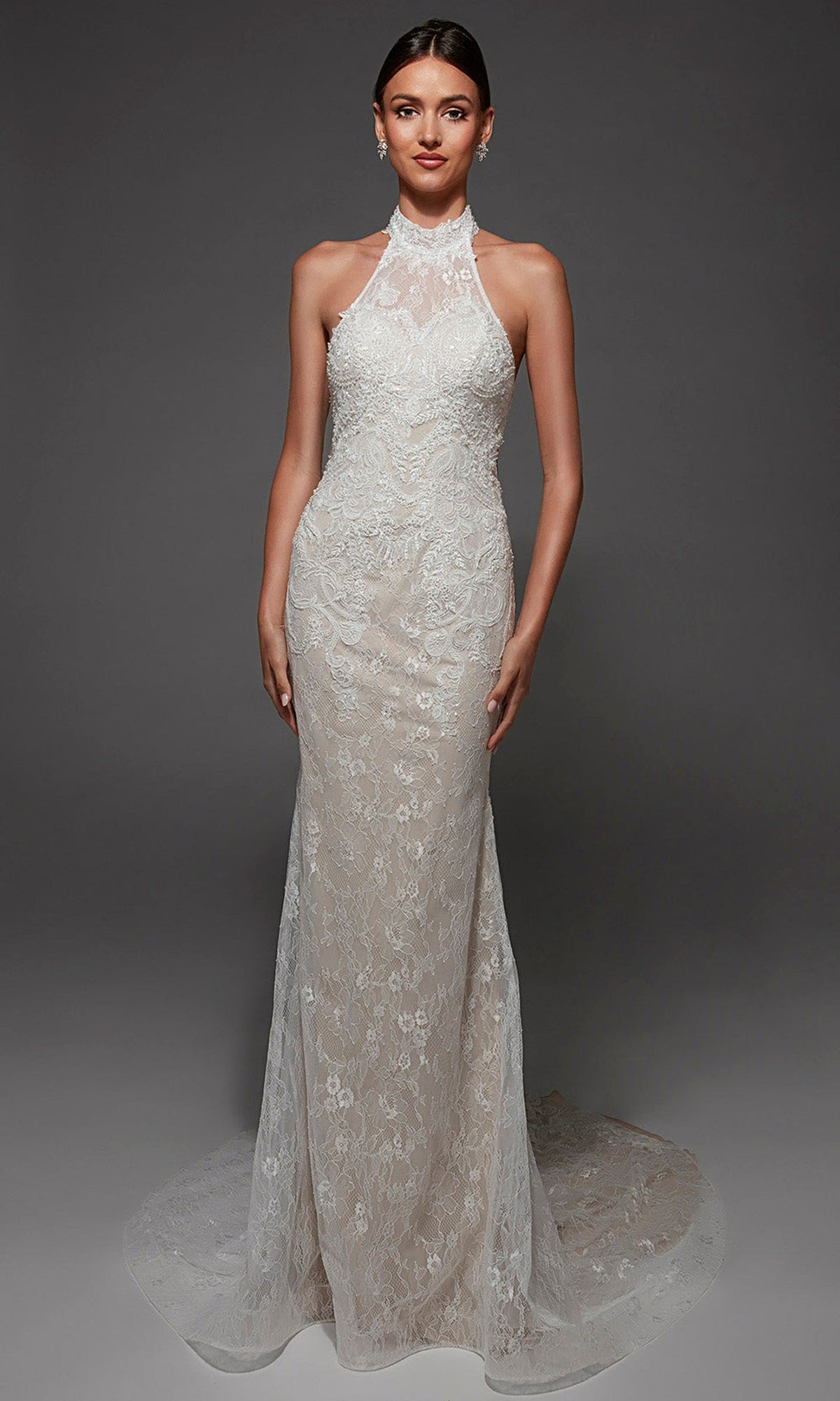 Alyce Paris 7173 - Allover Lace High Halter Bridal Gown