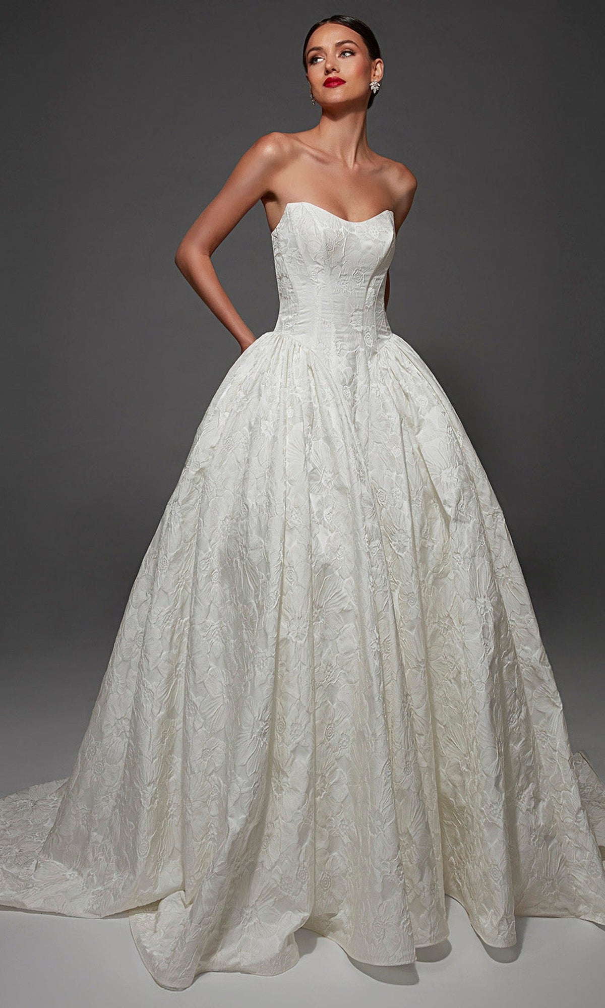 Alyce Paris 7174 - Scoop Neckline Floral Jacquard Wedding Gown