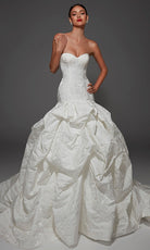 Alyce Paris 7185 - Floral Jacquard Draped Mermaid Gown