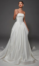 Alyce Paris 7187 - Ruched Detail Straight Across Wedding Gown