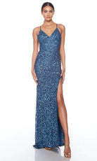 Alyce Paris 88002 - Sequin Sheath Prom Dress with Slit - back view
