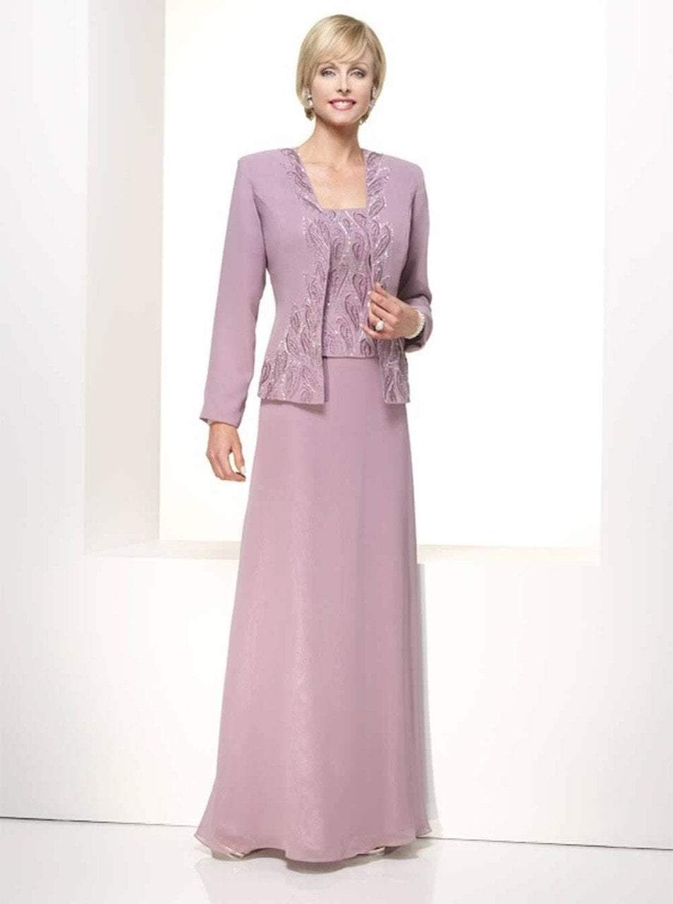 Alyce Paris - Beaded Chiffon Sheath Dress 29953 - designer mother of the bride dress at Silhouette Dresses