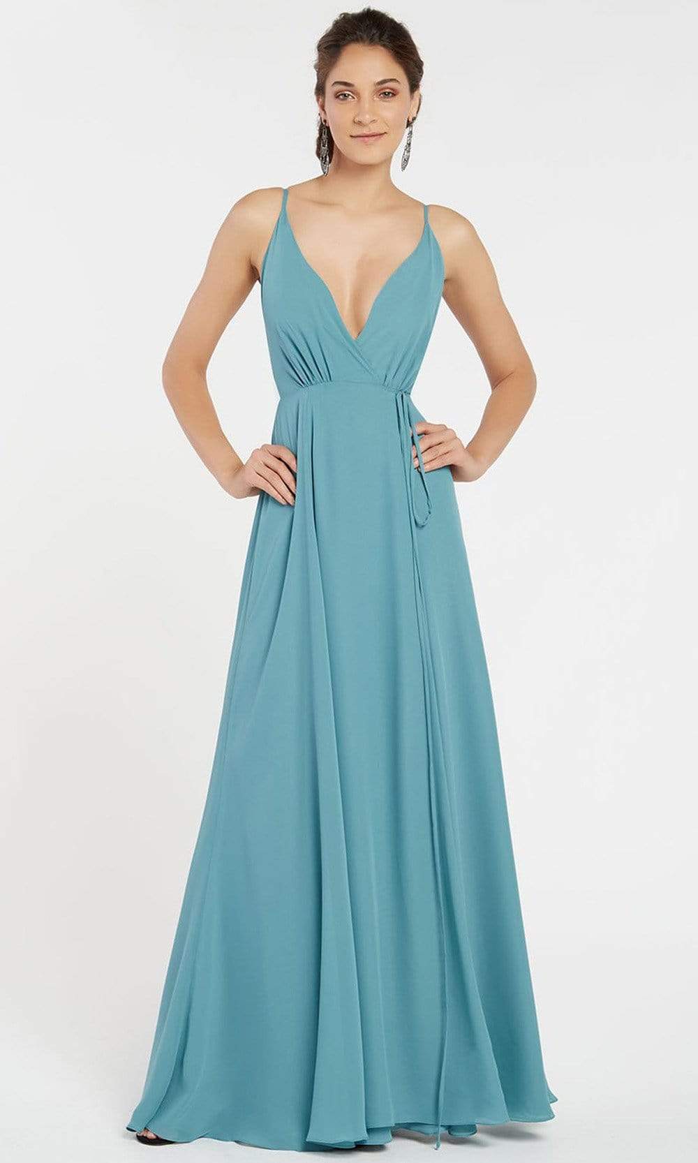Alyce Paris - Deep V-Neck Crisscross Back Ruched A-Line Dress 60456 - designer prom dress at Silhouette Dresses