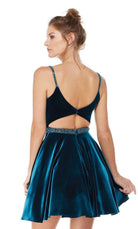 Alyce Paris Embellished Deep V-neck Velvet A-line Dress 4008