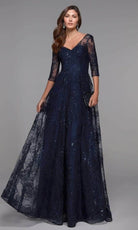 Alyce Paris - Lace Quarter Sleeve Evening Dress 27494 - designer formal gown at Silhouette Dresses
